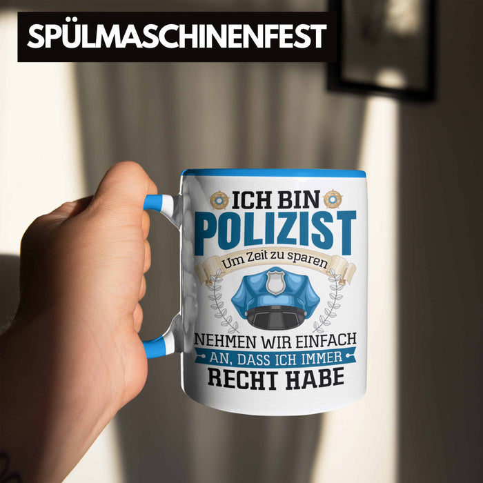 Polizist Tasse Geschenk Lustiger Spruch Männer Bester Polizei Blau Trendation
