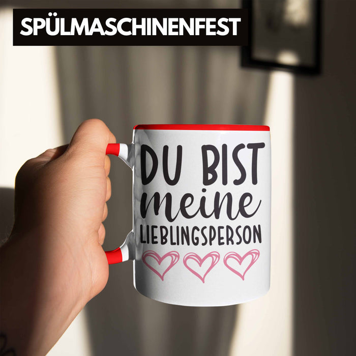 Trendation - Lieblingsmensch Lieblingsperson Tasse Geschenk Beste Freundin Freund Tasse mit Spruch Rot Trendation