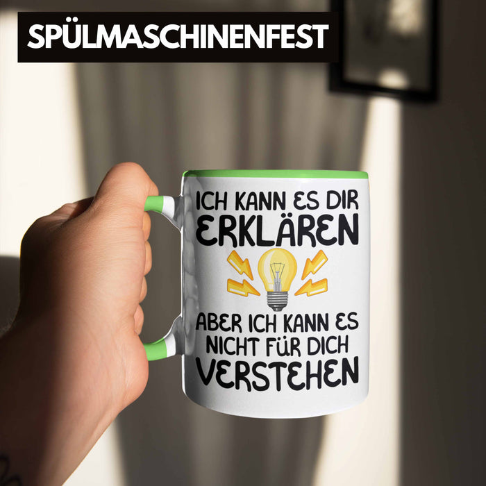 Elektriker Lehrer Geschenk Tasse Lustiger Spruch Geschenkidee für Elektrik Studenten Kaffeetasse Becher Grün Trendation
