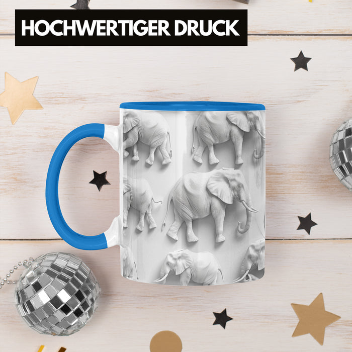 Elefanten 3D Tasse Geschenk Elefanten-Liebhaber Geschenkidee Steine Blau Trendation