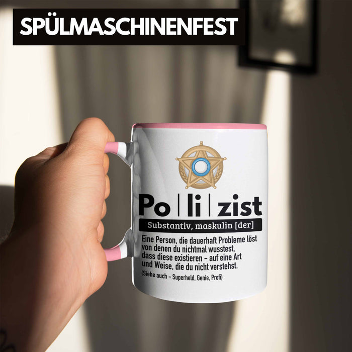 Polizist Tasse Geschenk Lustiger Spruch Definition Bester Polizei Rosa Trendation