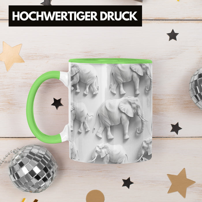 Elefanten 3D Tasse Geschenk Elefanten-Liebhaber Geschenkidee Steine Grün Trendation