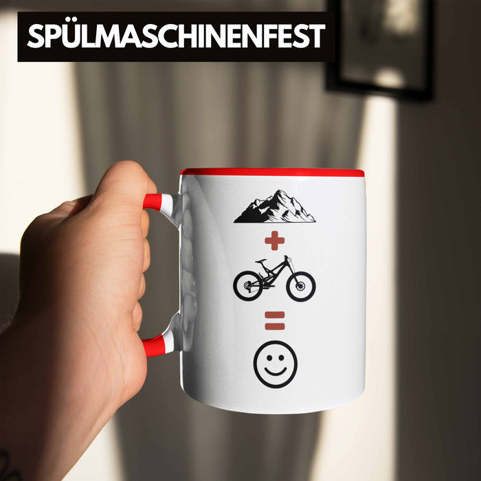 Mountainbike Tasse Geschenk Berge Downhill MTB Fahrer Geschenkidee Rot Trendation