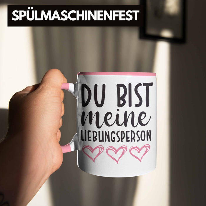 Trendation - Lieblingsmensch Lieblingsperson Tasse Geschenk Beste Freundin Freund Tasse mit Spruch Rosa Trendation