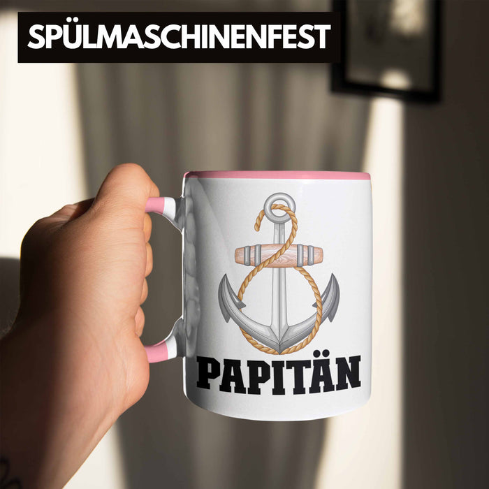 Papitän Tasse Geschenk Vater Kapitän Geschenkidee zum Vatertag Papa Boot Rosa Trendation