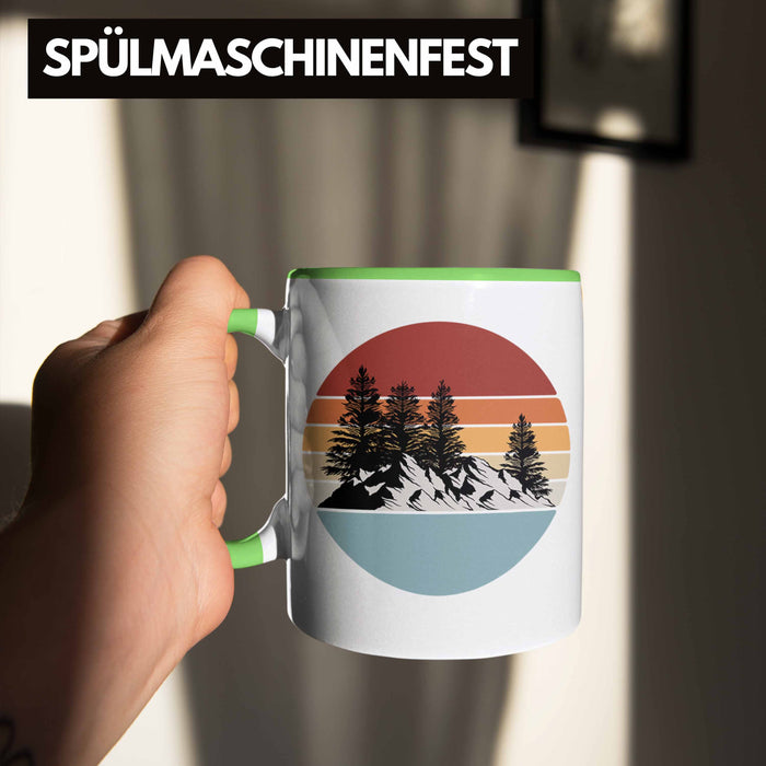 Retro Wald Tasse Geschenk Outdoor Natur Berge Grün Trendation