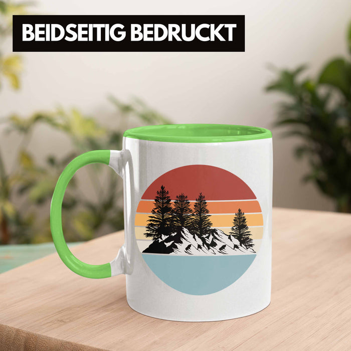 Retro Wald Tasse Geschenk Outdoor Natur Berge Grün Trendation