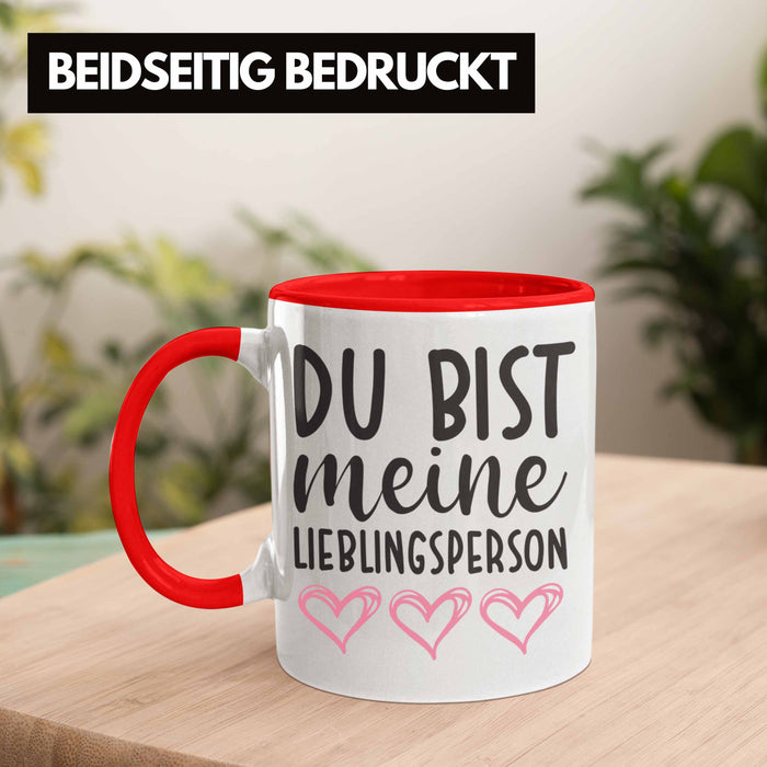 Trendation - Lieblingsmensch Lieblingsperson Tasse Geschenk Beste Freundin Freund Tasse mit Spruch Rot Trendation