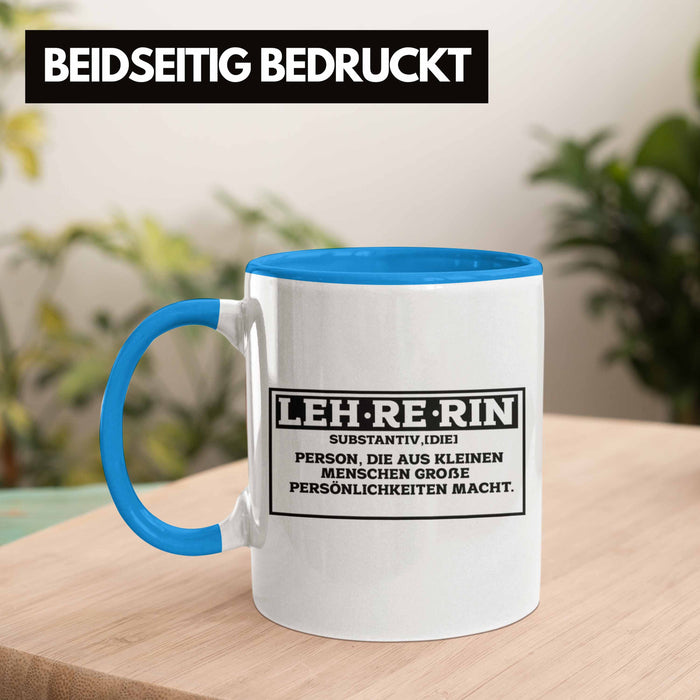 Lehrerin Tasse Abschiedsgeschenk für Lehrerinnen Geschenkidee Abschied Blau Trendation