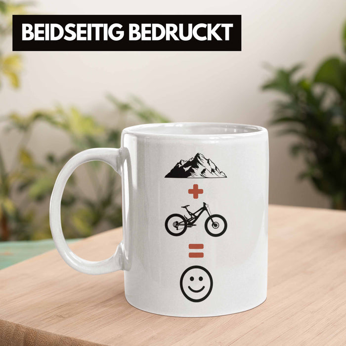 Mountainbike Tasse Geschenk Berge Downhill MTB Fahrer Geschenkidee Weiß Trendation