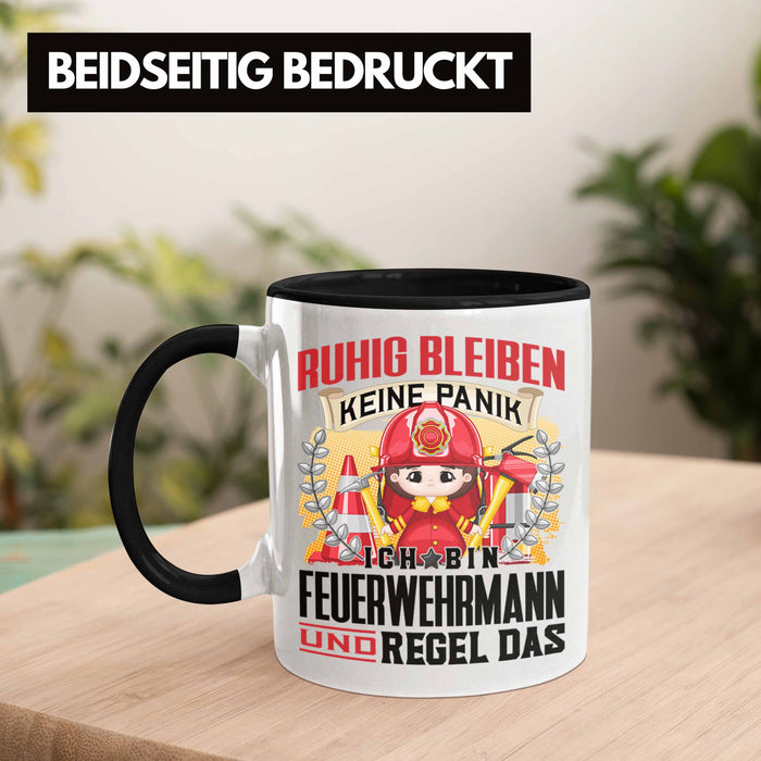 Feuerwehrmann Tasse Geschenk Lustiger Spruch Männer Ruhig Bleiben Feuerwehrmann Geschenkidee Trendation