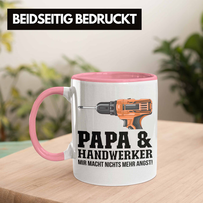 Papa und Handwerker Tasse Geschenkidee Vater für Handwerker Geburtstag Vatertag Spruch Geschenkidee Rosa Trendation