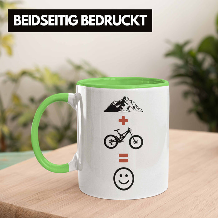 Mountainbike Tasse Geschenk Berge Downhill MTB Fahrer Geschenkidee Grün Trendation