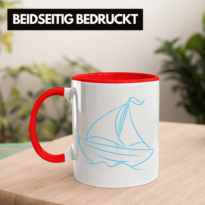 Segelboot Tasse Lustiges Geschenk für Segler Kapitäne Geschenkidee Rot Trendation
