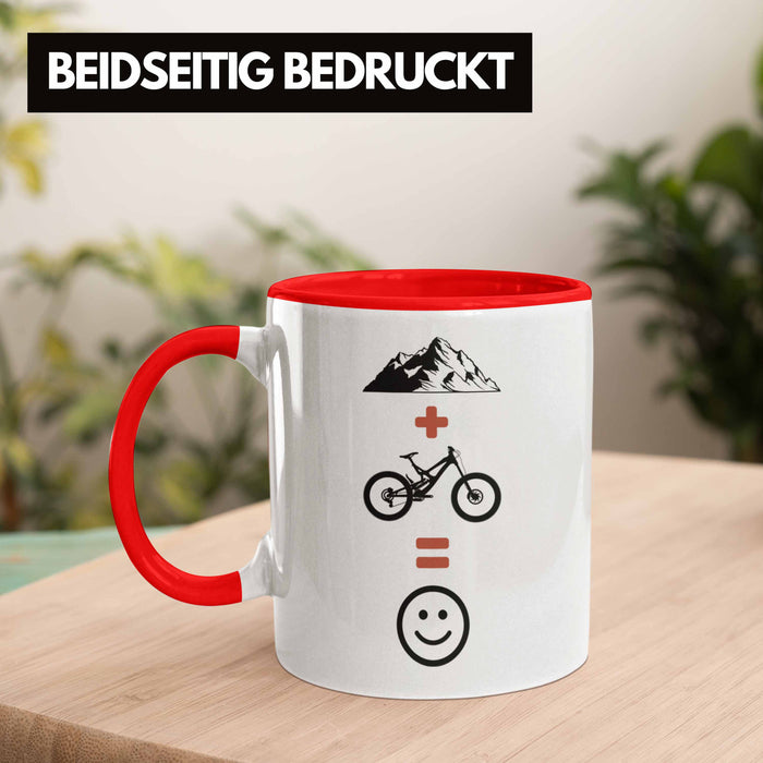 Mountainbike Tasse Geschenk Berge Downhill MTB Fahrer Geschenkidee Rot Trendation