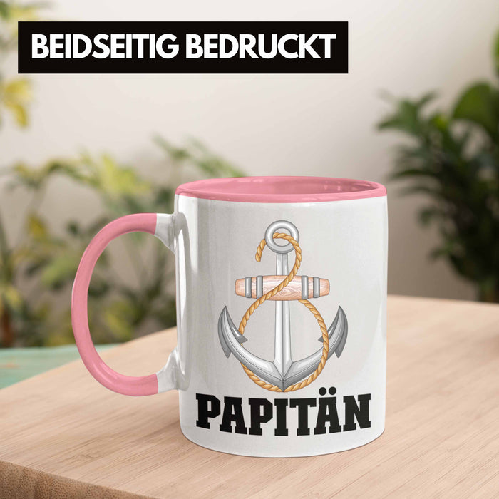 Papitän Tasse Geschenk Vater Kapitän Geschenkidee zum Vatertag Papa Boot Rosa Trendation