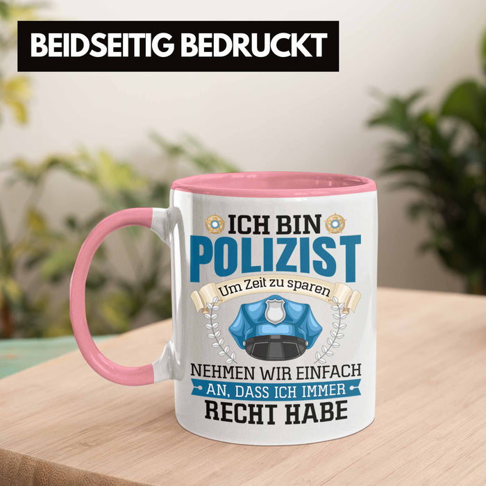 Polizist Tasse Geschenk Lustiger Spruch Männer Bester Polizei Rosa Trendation