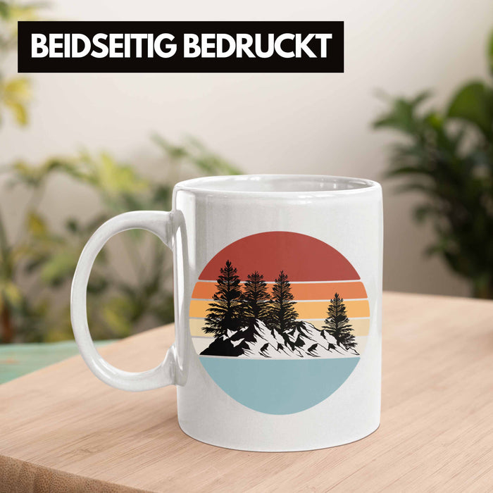 Retro Wald Tasse Geschenk Outdoor Natur Berge Weiß Trendation