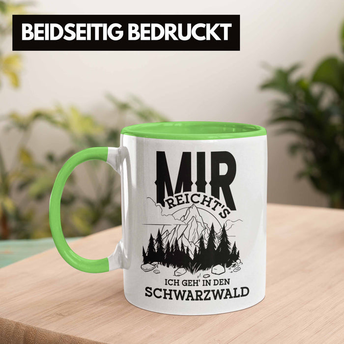 Schwarzwald Wanderer Tasse mit lustigem Spruch - Geschenk für Naturfreunde und Wanderliebhaber Grün Trendation