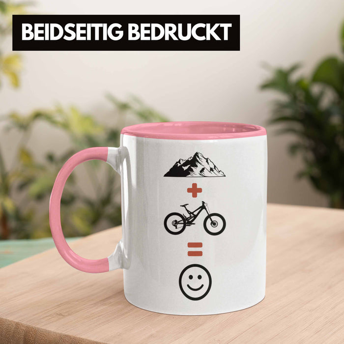 Mountainbike Tasse Geschenk Berge Downhill MTB Fahrer Geschenkidee Rosa Trendation