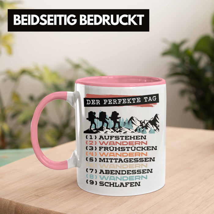 Wandern Tasse Geschenk für Wander-Fans Berge Spruch Der tolle Tag Geschenkidee Lustig Rosa Trendation
