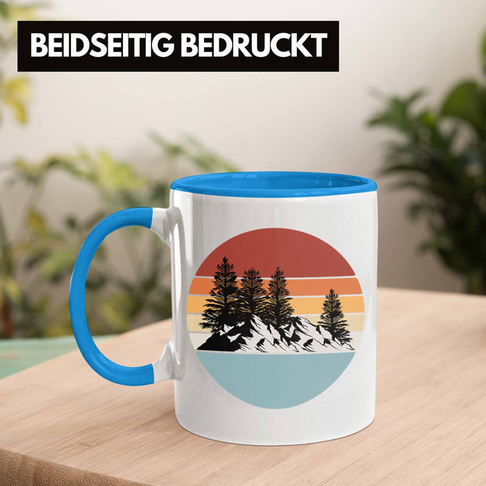 Retro Wald Tasse Geschenk Outdoor Natur Berge Blau Trendation