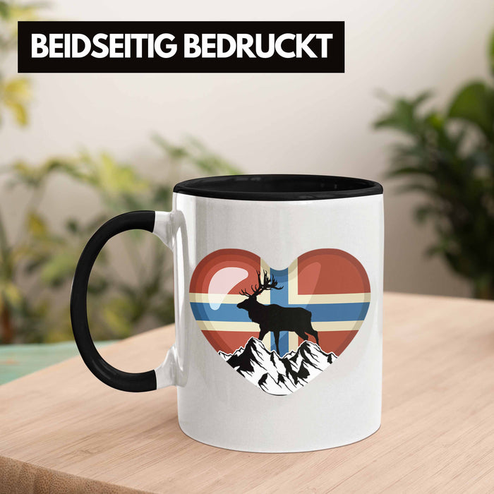 Norwegen Geschenke Tasse Flagge Nordkap Elch Norway Grafik Herz Trendation