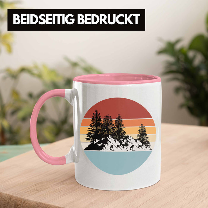 Retro Wald Tasse Geschenk Outdoor Natur Berge Rosa Trendation