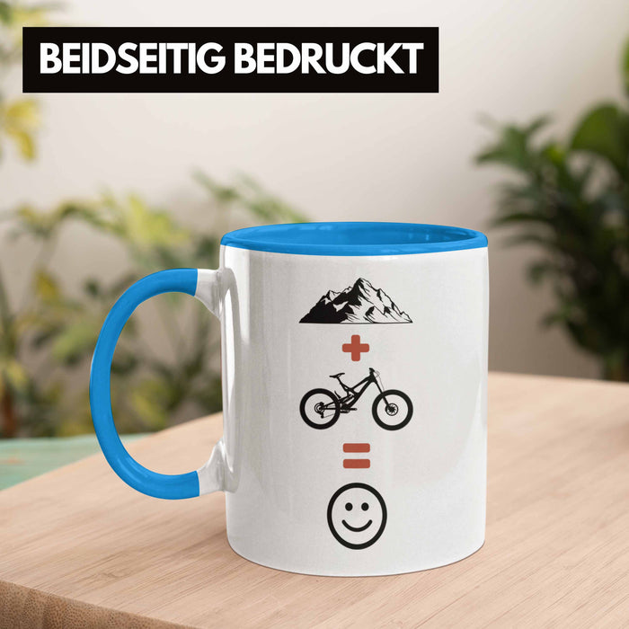 Mountainbike Tasse Geschenk Berge Downhill MTB Fahrer Geschenkidee Blau Trendation