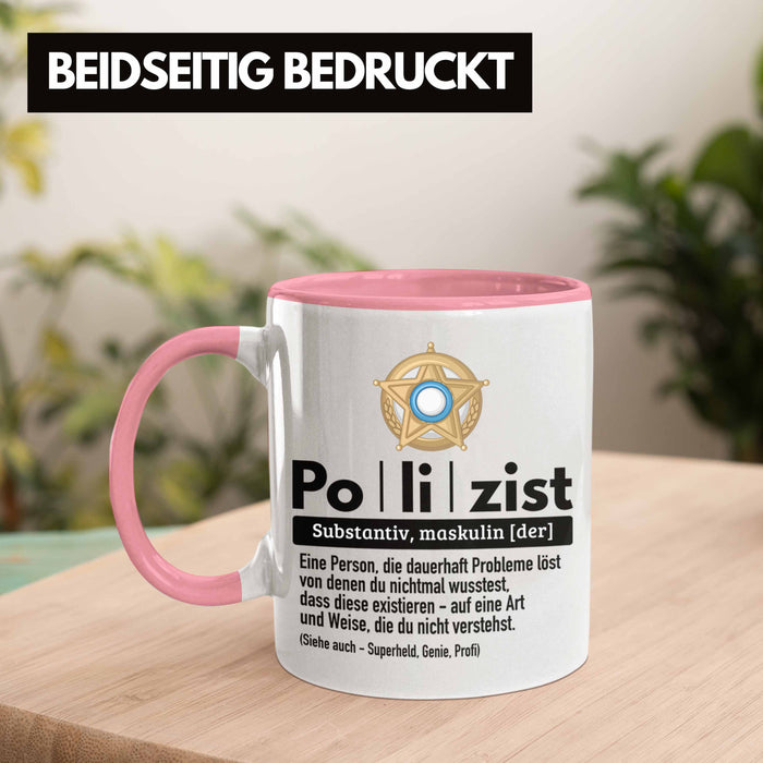 Polizist Tasse Geschenk Lustiger Spruch Definition Bester Polizei Rosa Trendation