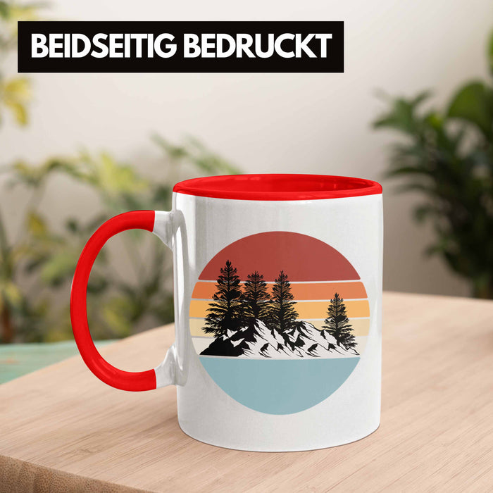 Retro Wald Tasse Geschenk Outdoor Natur Berge Rot Trendation