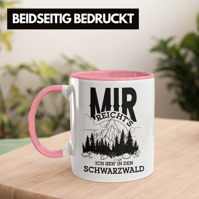 Schwarzwald Wanderer Tasse mit lustigem Spruch - Geschenk für Naturfreunde und Wanderliebhaber Rosa Trendation