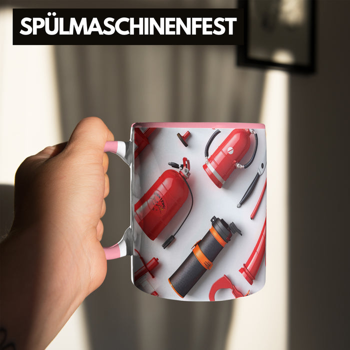 Feuerwehr Tasse Geschenk Feuerwehrmann 3D Tasse Rosa Trendation