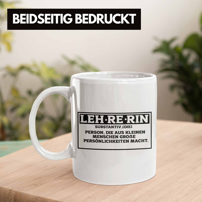 Lehrerin Tasse Abschiedsgeschenk für Lehrerinnen Geschenkidee Abschied Weiß Trendation