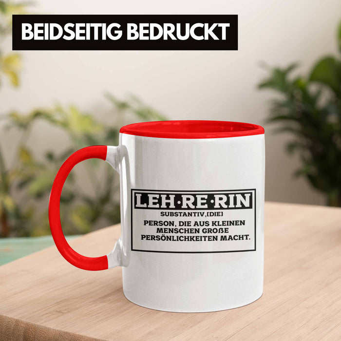Lehrerin Tasse Abschiedsgeschenk für Lehrerinnen Geschenkidee Abschied Rot Trendation