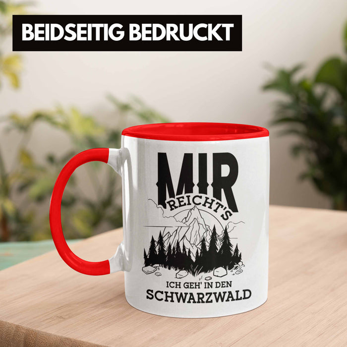 Schwarzwald Wanderer Tasse mit lustigem Spruch - Geschenk für Naturfreunde und Wanderliebhaber Rot Trendation