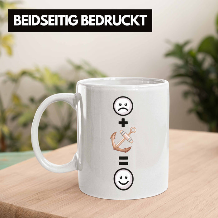 Kapitän Tasse Geschenk für Boots Anker Geburtstag Lustige Geschenkidee :( + Anker = :) Weiß Trendation