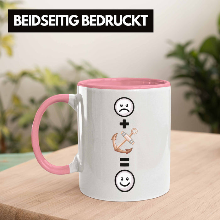 Kapitän Tasse Geschenk für Boots Anker Geburtstag Lustige Geschenkidee :( + Anker = :) Rosa Trendation