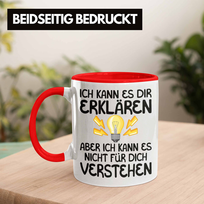 Elektriker Lehrer Geschenk Tasse Lustiger Spruch Geschenkidee für Elektrik Studenten Kaffeetasse Becher Rot Trendation