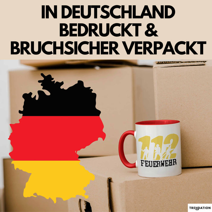 Feuerwehr Tasse Geschenk Für Feuerwehrmann Geschenkidee Hydrant 112 Rot Trendation