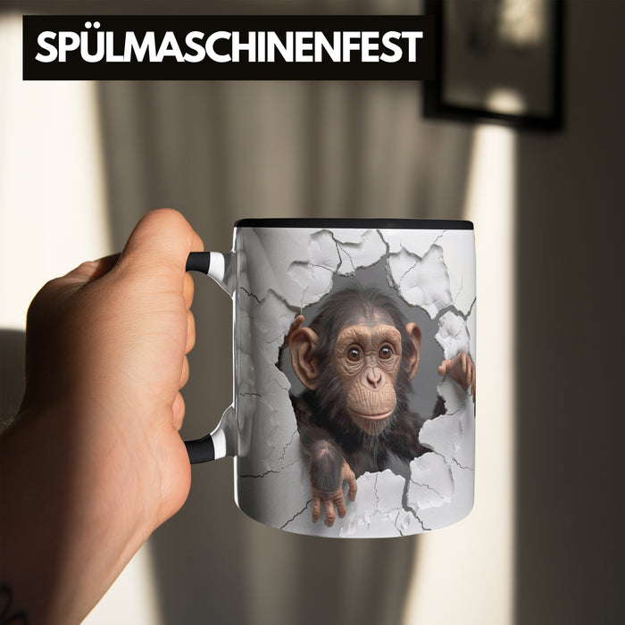 Affen Tasse 3D Chimpansen Kaffee-Becher Geschenkidee Affen-Liebhaber Trendation
