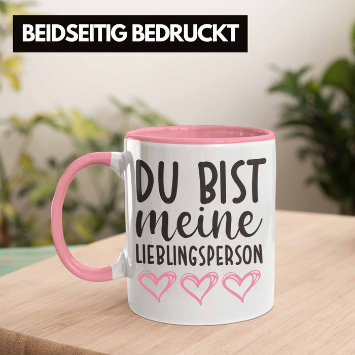 Trendation - Lieblingsmensch Lieblingsperson Tasse Geschenk Beste Freundin Freund Tasse mit Spruch Rosa Trendation