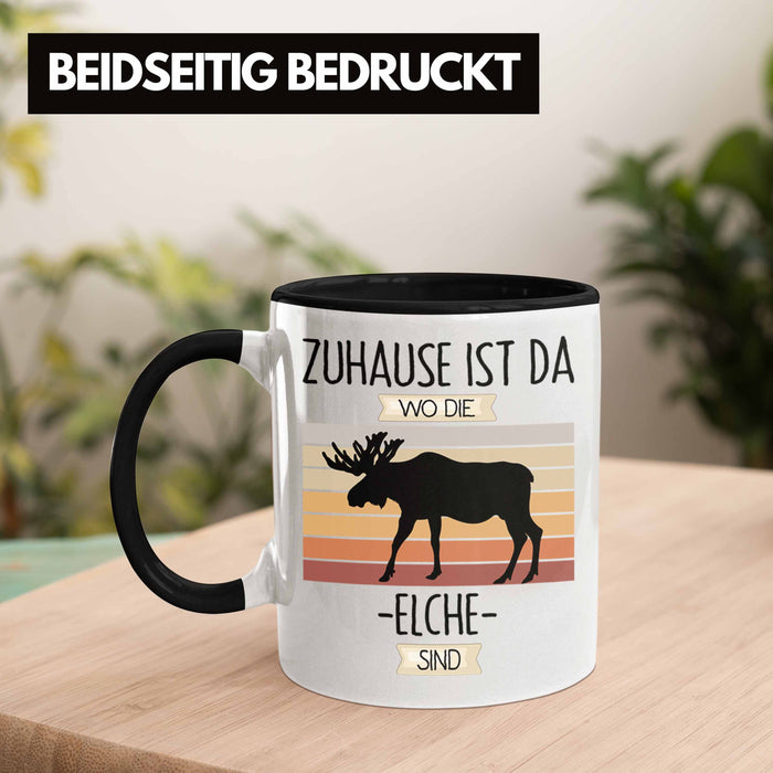 Elche Tasse Geschenk Geschenkidee Lustiger Spruch Zuhause Ist Da Wo Die Elche Sind Kanada Schweden Trendation