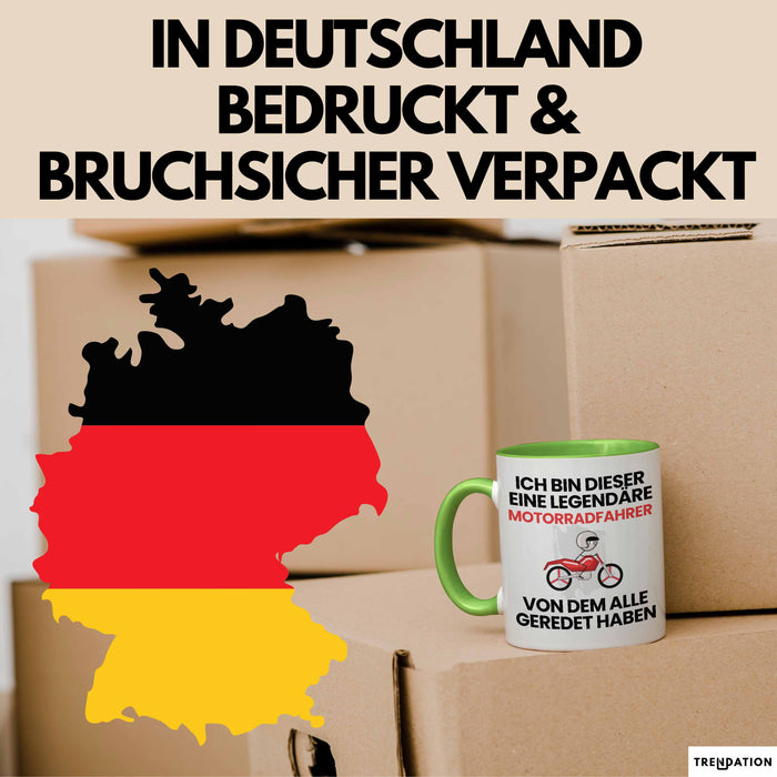 Motorradfahrer Geschenk Tasse Lustige Geschenkidee Geburtstag für Motorradfahrer Ich Bin Dieser Legendäre Motorradfahrer Von Dem Alle Geredet Haben Kaffee-Becher Grün Trendation