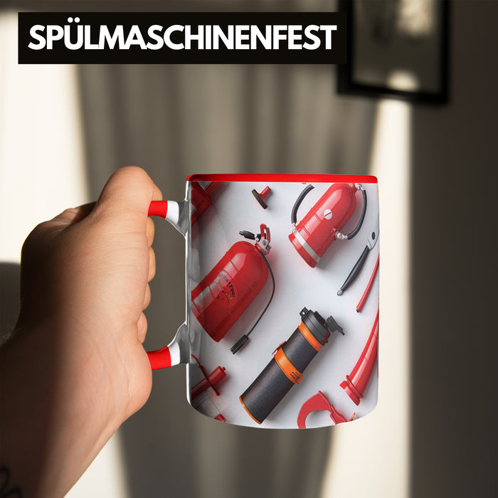 Feuerwehr Tasse Geschenk Feuerwehrmann 3D Tasse Rot Trendation