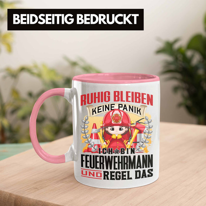 Feuerwehrmann Tasse Geschenk Lustiger Spruch Männer Ruhig Bleiben Feuerwehrmann Geschenkidee Rosa Trendation