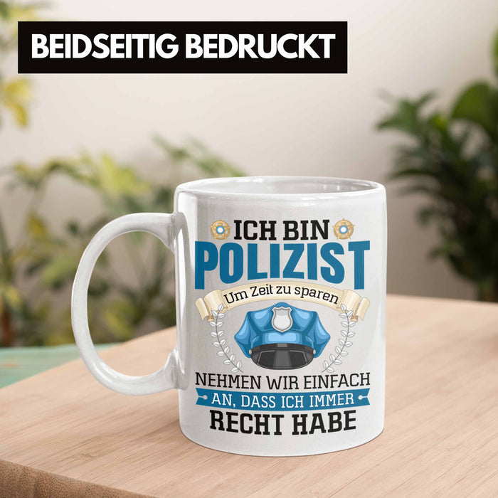 Polizist Tasse Geschenk Lustiger Spruch Männer Bester Polizei Weiß Trendation