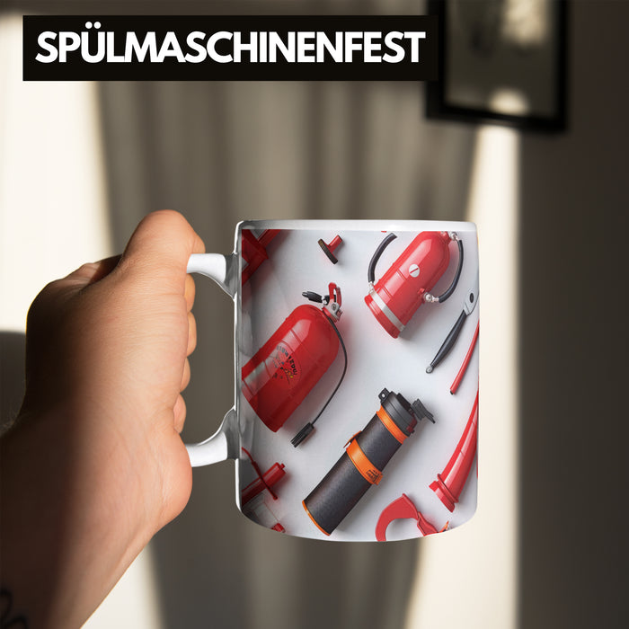 Feuerwehr Tasse Geschenk Feuerwehrmann 3D Tasse Weiß Trendation