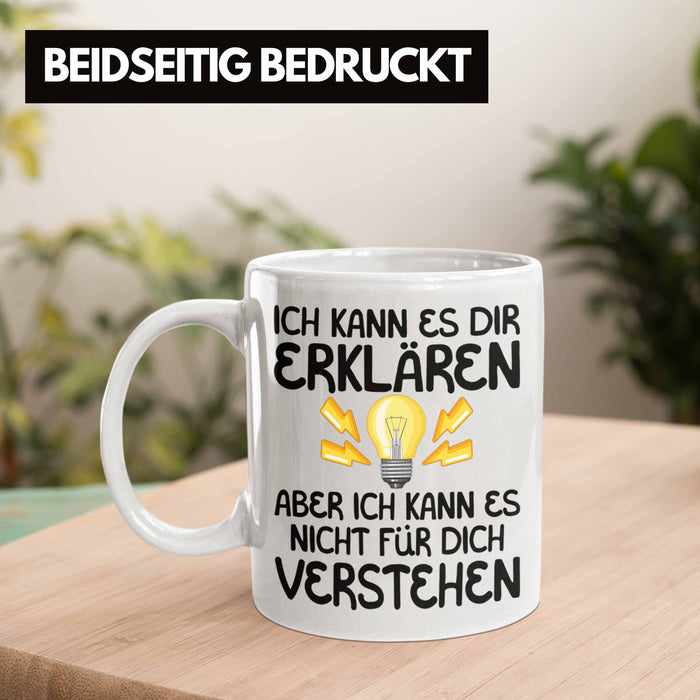 Elektriker Lehrer Geschenk Tasse Lustiger Spruch Geschenkidee für Elektrik Studenten Kaffeetasse Becher Weiß Trendation