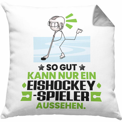 Eishockeyspieler Geschenk Kissen mit Füllung 40x40 So Gut Kann Nur Ein Eishockeyspieler Aussehen Geschenkidee (Grau) Grau Trendation